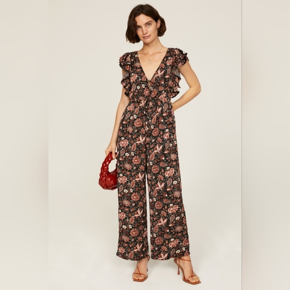 Madewell Black Floral Jumpsuit